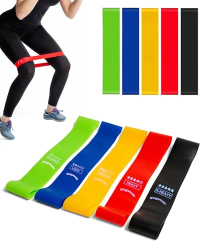 Mini Loop Resistance Bands for Exercise - Set of 5 Elastic Bands ...