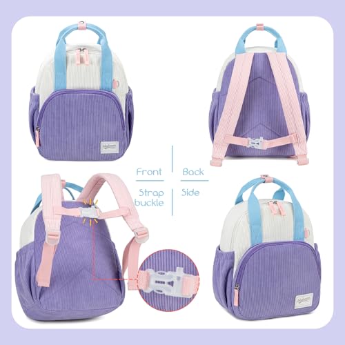 Image of Bluboon Toddler Backpack for Girls Boys 2-4 Cute 12 inch Preschool Kindergarten Backpacks Kids Daycare Bags School Travel (Purple-blue, Age 2-4 (12 inch H not Fit A4 Folder))