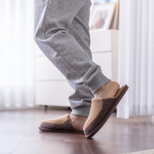 Image of GOEWY Mens Two-Tone House Slippers with Memory Foam Cozy Warm Slip On House Shoes for Indoor Outdoor Gifts for Men Him Dad