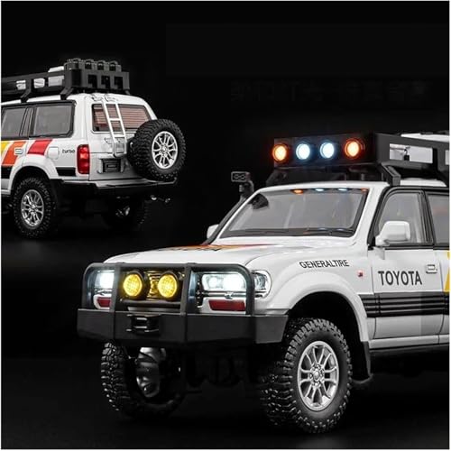 Image of NISHCHAY Metal Diecast 1:24 Toyota Land Cruiser LC80 SUV Miniature Car Pull Back Car Model with Sound Light Boys Gifts Toys for Kids Pack of 1, Multicolor