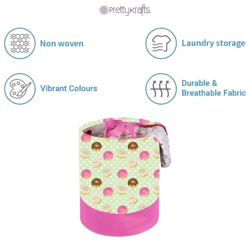 Image of PrettyKrafts 45 Ltr Folding Laundry Basket for Clothes, Freestanding Laundry Hamper, Collapsible Clothes Hamper with Handles, Round Storage Basket for Clothes,Bedroom,Bathroom, Set of 2,Yellow