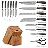 Yatoshi Professional Kitchen Knife Set, 15 Pieces, High Carbon Stainless Steel, Ergonomic Handle