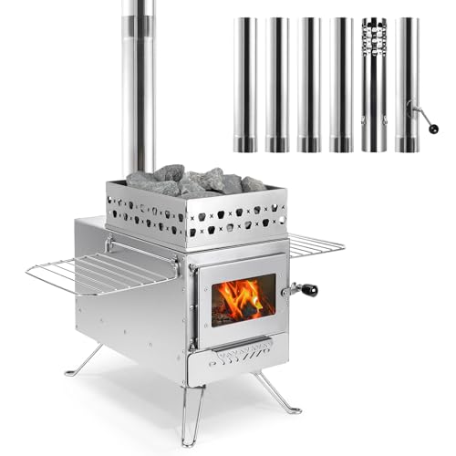 Outdoor Sauna Hot Tent Stove with Stone Box, Premium...