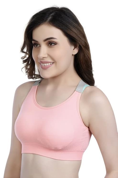 Image of Shoppy Villa Women's Seamless Padded Sports Bra, Racerback Gym Bra with Removable Pad