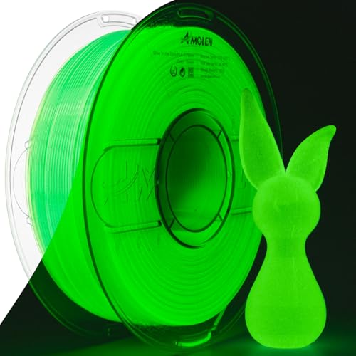 Image of AMOLEN 3D PLA Printer Filament, 1.75mm Glow in The Dark Green PLA Filament for 3D Printing, Best with UV Lamps, 1kg Spool (2.2lbs), Dimensional Accuracy + /- 0.02 mm, Fit Most FDM 3D Printers