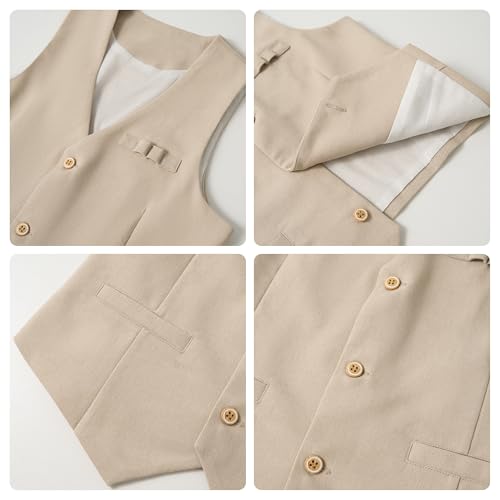 Image of LOLANTA Boys Linen Suit 4 Piece Summer Gentleman Outfit Kids Shorts Set