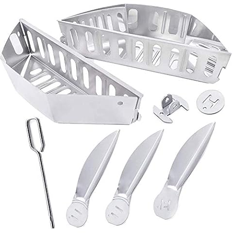 BBQ-PLUS Stainless Steel Charcoal Basket Briquet Holders and One-Touch Cleaning System Kit Compatible with 22-1/2" Weber Kettle Grill,Replacement Parts for Weber Charcoal Grills, Master Touch Series Cover