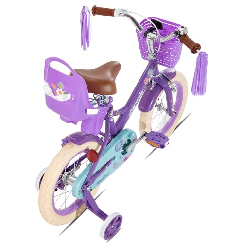 Image of JOYSTAR Little Daisy Kids Bike for Girls Boys Ages 2-10 Years, 12 14 16 20 Inch Girls Bikes with Doll Bike Seat & Streamers, Boys Bike with Flag & Number Plate, Multiple Colors