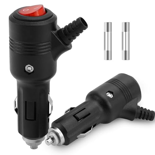2 Stück Zigarettenanzünder Stecker mit Schalter Auto Stecker 12V-24V Sicherheits-Universalstecker Normstecker mit 15A Sicherung für Auto LKW PKW Motorrad