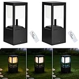 Celyonix Solar Floor Lamp Outdoor Waterpoorf, Modern Aluminum Led Pathway Lights, Bollard Landscape Lighting for Garden Patio, Porch Post Lights, Remote Control, 3CCT, Dusk to Dawn, 2 Pack