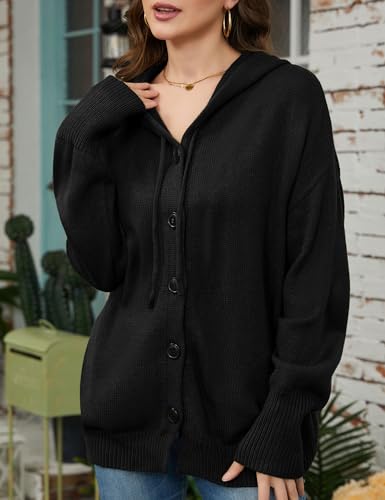 Women's Casual Cardigan V Neck Button Down Hooded Sweaters Long Sleeve Hoodies Outfits4