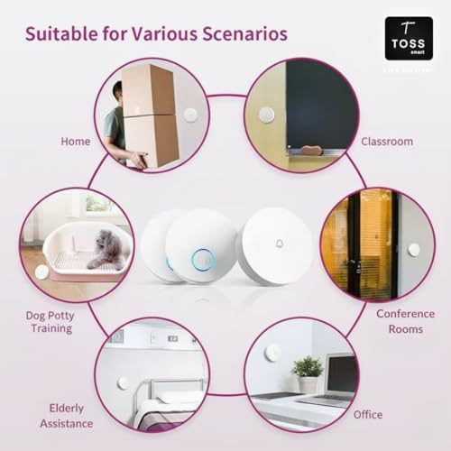 Image of Toss Smart Wireless Doorbell for Home & Office | 45 Melodies, 50m Range, Battery Operated, Easy Install, No Wi-Fi Needed, Durable Design