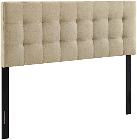 Modway Lily Tufted Linen Fabric Upholstered Queen Headboard in Beige