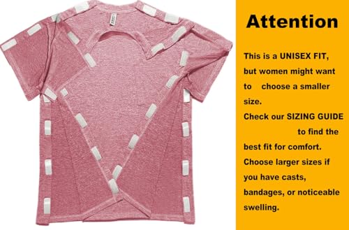 Unisex Post Shoulder Surgery Shirts for Women with All Access Stick On Fasteners Recovery Tear Away Chemo Clothing2