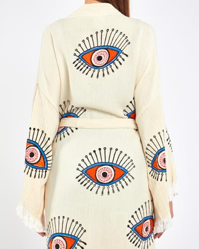 Image of Evil Eye Kimono Robe - Beach Kimono Coverups for Woman