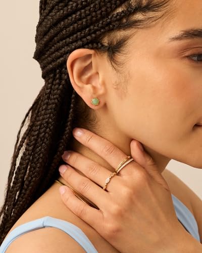 PAVOI 14K Gold Plated Hexagon Gemstone Stud Earrings for Women | Natural Birthstone Earring Pair4