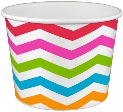 Beach Party Polka Dot Ice Cream Cups (16 ounce, Chevron Rainbow)