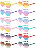 AGGKKY 12 Pairs Heart Shaped Sunglasses for Women Colorful Glasses Fun Trendy Transparent Heart Sunglasses Party Favor (Gradient Colors)