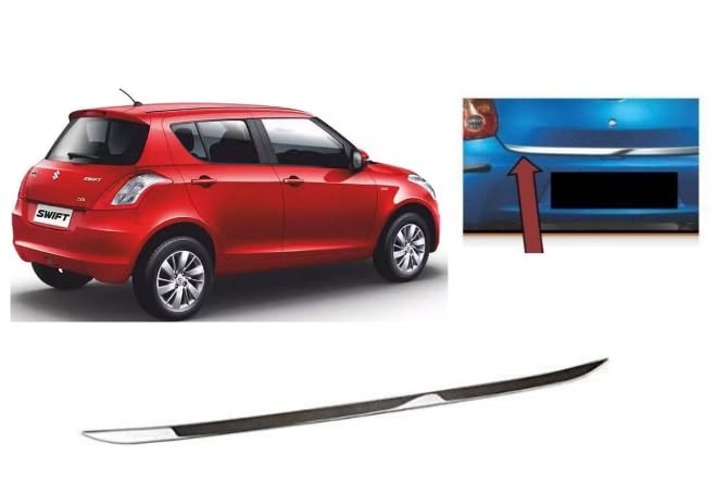 मारुति सुजुकी स्विफ्ट के लिए डिक्की पट्टी/Chrome Boot Garnish/Dicci Patti/Diggi Patti Crome Finish Silver Color for Maruti Suzuki Swift for 2011-2018 Suzuki Swift