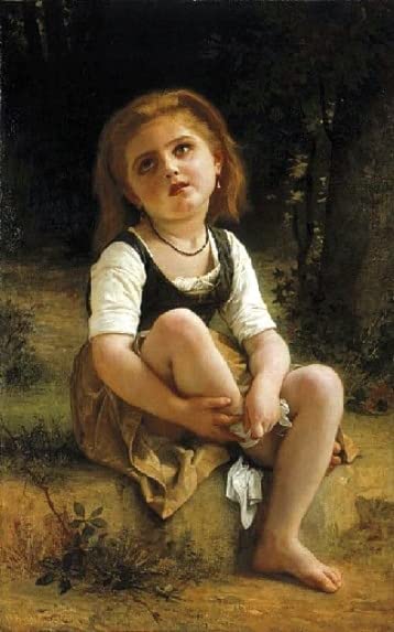 La pequeña herida de Bouguereau impresión de lienzo premium para coleccionistas de arte