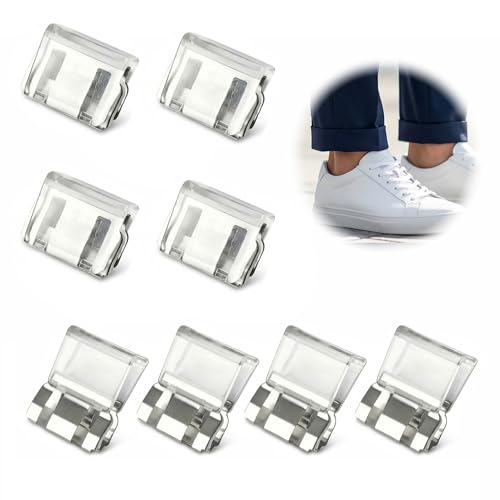 Lot de 8 Pinces Ourlet Invisibles pour Pantalon, Clips pour Doutons de Manchette Réglables, pour Pantalon Long, Pantalon Ample, Ajustement de la Jambe, Clip de Manchette Portable pour Pantalon