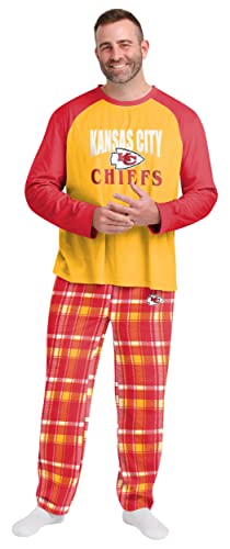 FOCO NFL Kansas City Chiefs Mens Pajama Shirt and Pants Lounge Set Size Medium 34-36 Multi