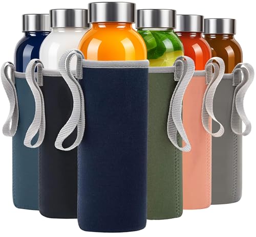 Epica glass bottles with lids – 18oz glass water bottles,