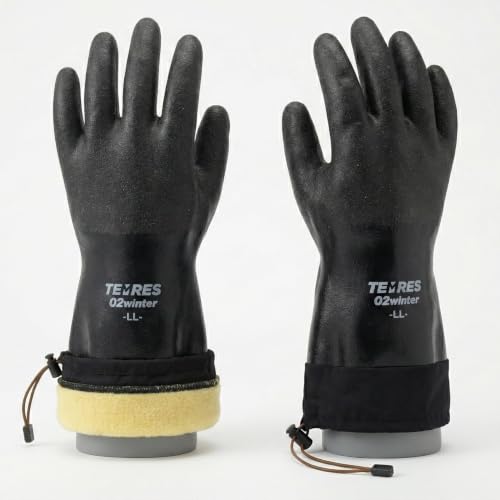 Image of SHOWA TEMRES 282-02 Waterproof Insulated Winter Work Gloves, Breathable Polyurethane, Integrated Drawstring Gaiter Snow Cuff, Thermal Fleece for Skiing, Ice Fishing