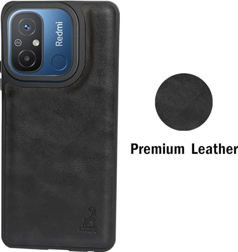 Image of AIBEX Shield Back Cover Case Compatible with Xiaomi Redmi 12C / Poco C55 Back Cover | Flexible Vegan Leather | Full Camera Protection | Raised Edges | Super Soft-Touch | Bumper Case