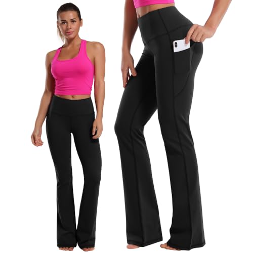 Image of BUBBLELIME Women Out Pockets High Waist Bootlegs Tummy Control Yoga Flared