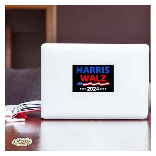 Image of 10 Pack Harris Walz 2024 Kamala Harris Tim Walz Waltz for President Stickers Vinyl Sticker Laptop Decal Car Bumper Window Waterproof Sticker,8 inches x 4 inches Big Letters Car Decal (Black)