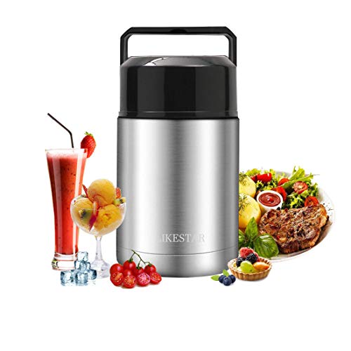 Insulated Food Jar Thermos Leak Proof Vacuum Stainless Steel Storage Lunch Container 34oz Soup Thermos with Handle Lid Wide Mouth Lunch Box Keep Warm and Cold for Kid Adult School Office Outdoor