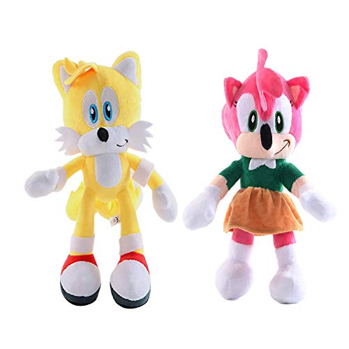 Sonic The Hedgehog Plush Figure Toys Sonic The Hedgehog Sonic The Hedgehog Cartoon Character Plush Children's (Pink&Yellow)