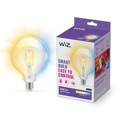 WiZ Lampadina Smart WiFi, Luce Bianca da Calda a Fredda Dimmerabile, Filament, E27, 7W, Tecnologia SpaceSense, Controllo Vocale (Alexa, Apple HomeKit, Google Home)