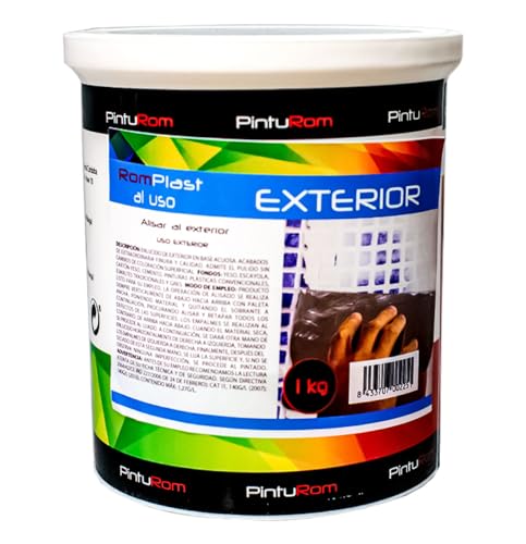 Masilla de Exterior al Uso ExtraBlanco RomPlast de PintuRom, Excelente agarre en azulejos y gres, Fácil de lijar y aplicar (1 Kg.)