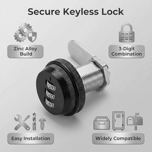 2-Pack Black 3-Digit Combination Cam Lock - Keyless Zinc Alloy Security Locks for Mailbox, Drawer, Locker & Cabinet - Durable and Easy Installation Coded Lock with 30mm/1.18" Length - Image 4