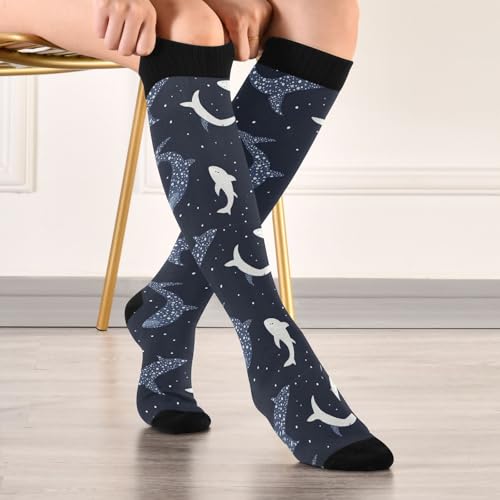 Image of Pigsaly Red White Polka Dot Womens Compression Socks Athletic Tube Sock Knee High Socks Outdoor Sport Socks
