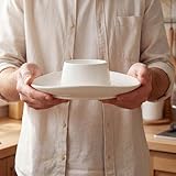 Gandeer Cowboy Hat Chip and Dip Bowl Small Ceramic Chips and Salsa Serving Dish 2 Ways Serve 9 x 6 x 2.6'' for Salsa Fries Veggies Fruit Minimalist Decoration Mother's Day Hostess Housewarming Gift