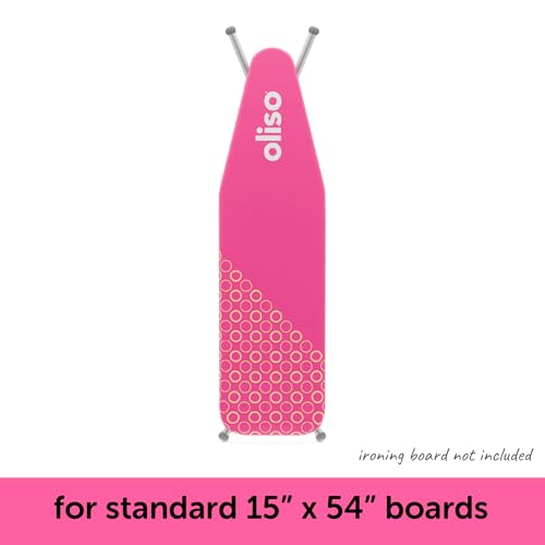 Image of Oliso Ironing Board Cover, Durable 100% Cotton Lined with Professional Grade Felt pad - Fits Standard 54 inch x 15 inch Boards, a Wide Elastic Edge, Two Adjustable Straps for Secure Fit (Raspberry)