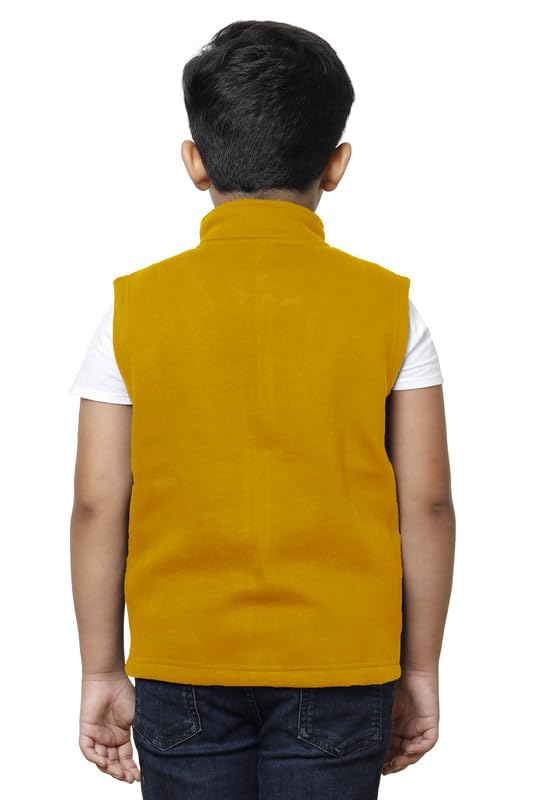 Image of IndiWeaves Boys Solid Fleece Warm Sleeveless Jackets for Winters (Pack of 2) Grey::Yellow