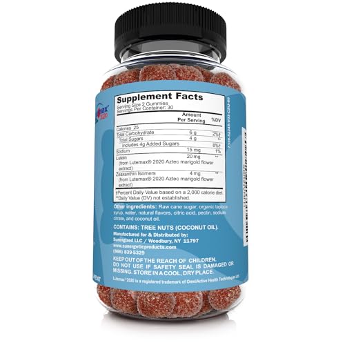 Image of Premium Eye Support Gummies-Lutein Gummies with Zeaxanthin Supports Overall Eye Health, Vision & Macular Health-Clinically Studied Lutein & Zeaxanthin Gummies with Lutemax 2020-60 Eye Gummies