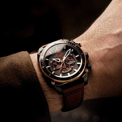 Image of AVI-8 Men's 43mm Hawker Hunter Atlas Dual Time Chronograph Watch with Leather Strap AV-4100