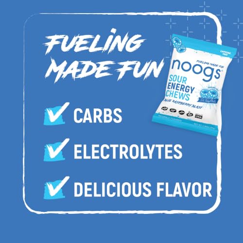 Image of Sour Energy Chews, Blue Raspberry Blast Electrolyte Energy Gummies, Sour Candy Flavored Alternative to Running Gels, Vegan, Gluten Free & Caffeine Free | 12 Packs, 144 Gummies