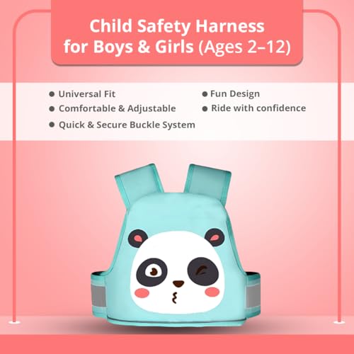 Image of Tony Stark Kids Safety Belt for Two Wheeler with Reflective Strips, Portable Seat Belt Children Motorcycle Harness for Motorcycle Bike, Adjustable Safety Harness for Boys Girls (Panda Buddy)