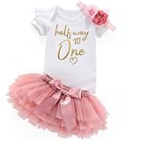 Acwssit Half Way To 1 Half Birthday Outfit Half Year Birthday For Baby Girl Clothing Set White Bodysuit Pink Skirt 6 Months