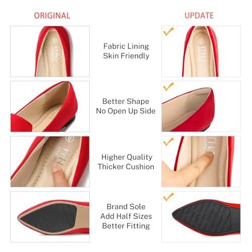 Image of MUSSHOE Black Flats for Women Pointed Toe-Comfortable Business Casual Work Shoes, Dressy Suede Slip On with Memory Foam for Office, Teacher & Standing All Day