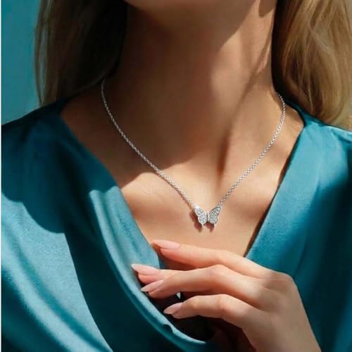 Image of Miss Highness 925 Silver Butterfly Pendant Necklace for Women & Girls | Minimal Daily Wear | Silver Jewellery With Authenticity Certificate | Gift for Girlfriend Wife | With Chain Pendant,(MHN-P-48)