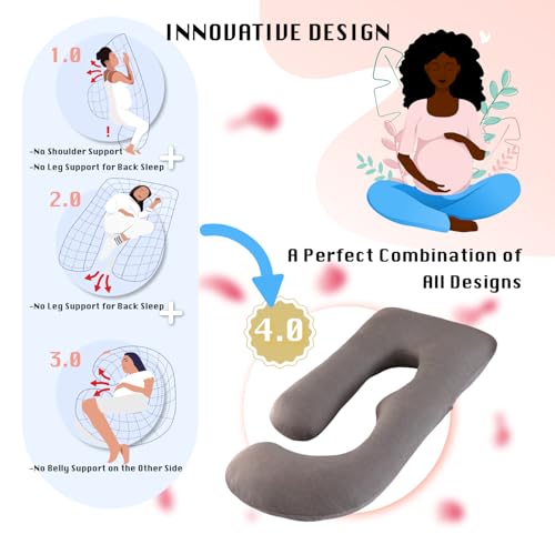 Image of ALLOPERA Pregnancy Pillow, Full Body Maternity Pillow 57 inch, with Removable Washable Cover - Sleep Support for Legs, Back, Neck, Shoulder, HIPS, Belly for Pregnent Women (Cooling Cover)