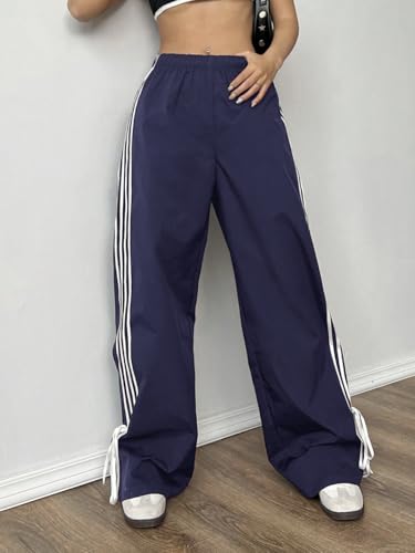 Image of Elasticated Sporty Women Cargo Track Pant with Side Stripes