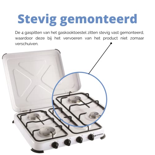 Kemper 104983 réchaud à gaz 4 feux table de cuisson portable avec couvercle - 5